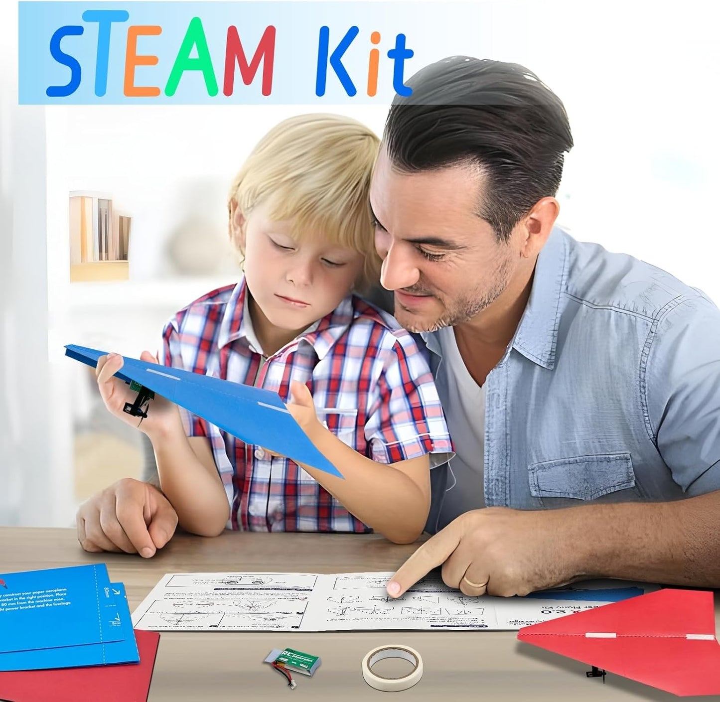 RC Paper Plane, Remote Control Airplane Kit with Colored Papers, Easy Fly Toy for Kids DIY STEM KIT (Birdy X 2.0)