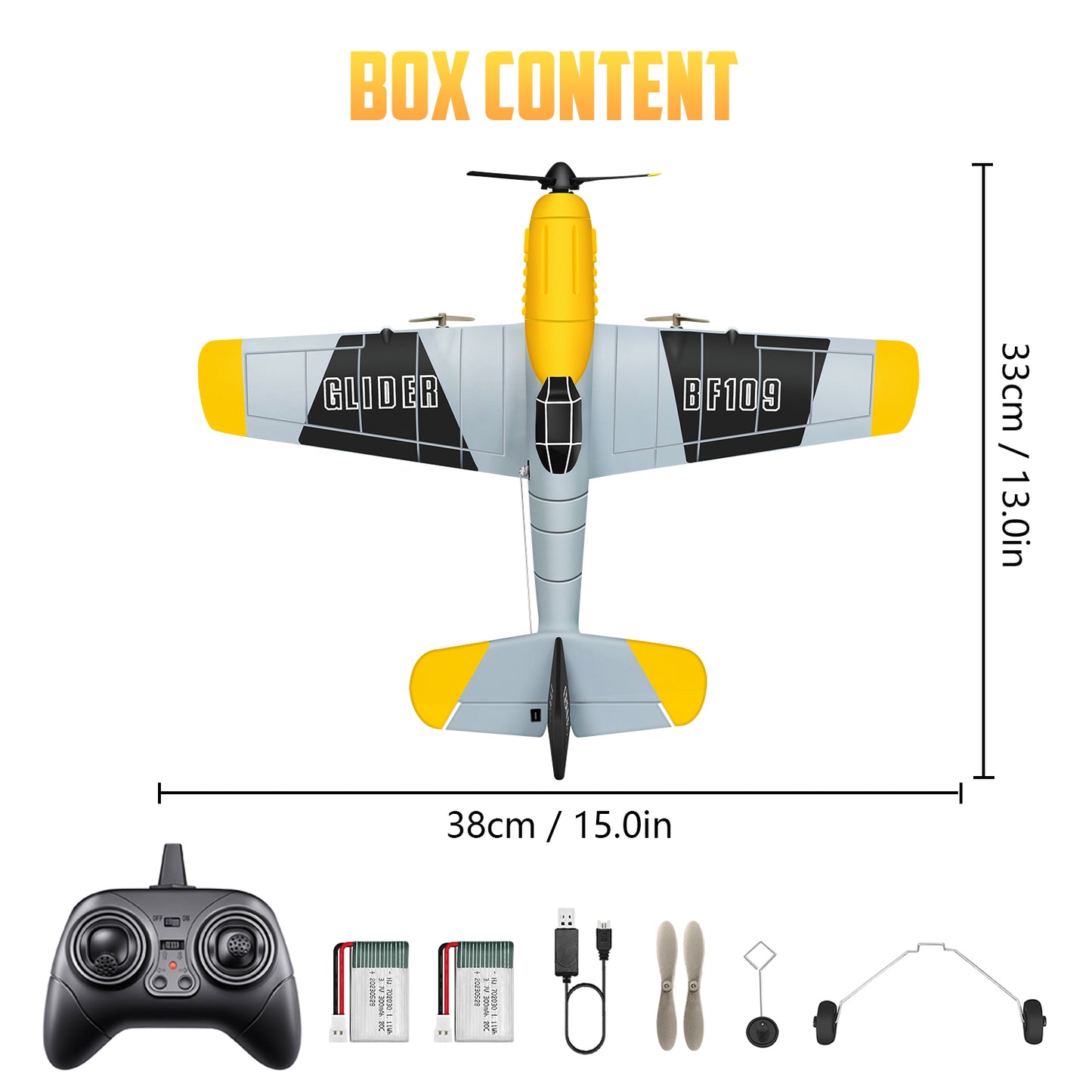 3 Channel RC Plane BF-109, Remote Control Airplane Ready to Fly, 2.4GHz 6-axis Gyro Stabilizer, Easy to Fly for Kids & Beginners