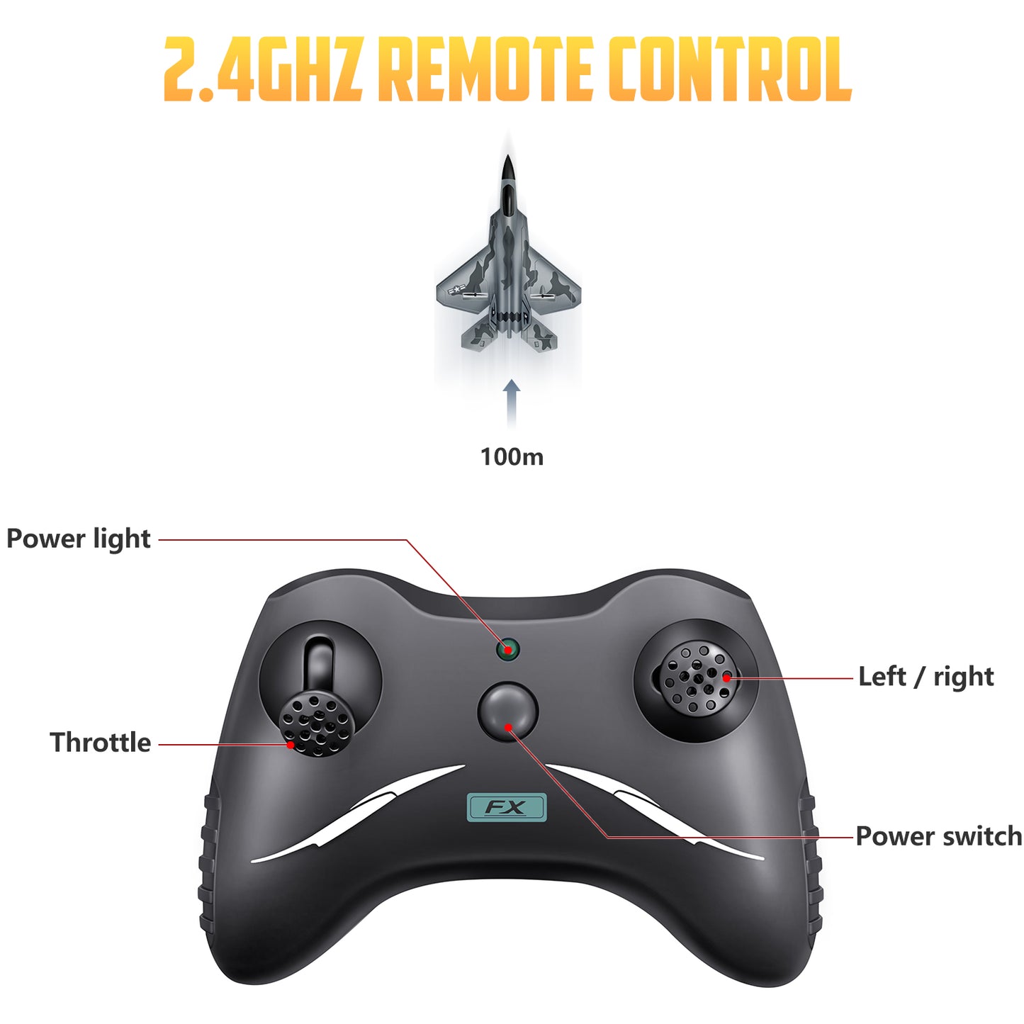RC F22 Raptor, 2 Channel 2.4 GHz Remote Control Airplane, Easy to Fly Glider for Kids & Beginners