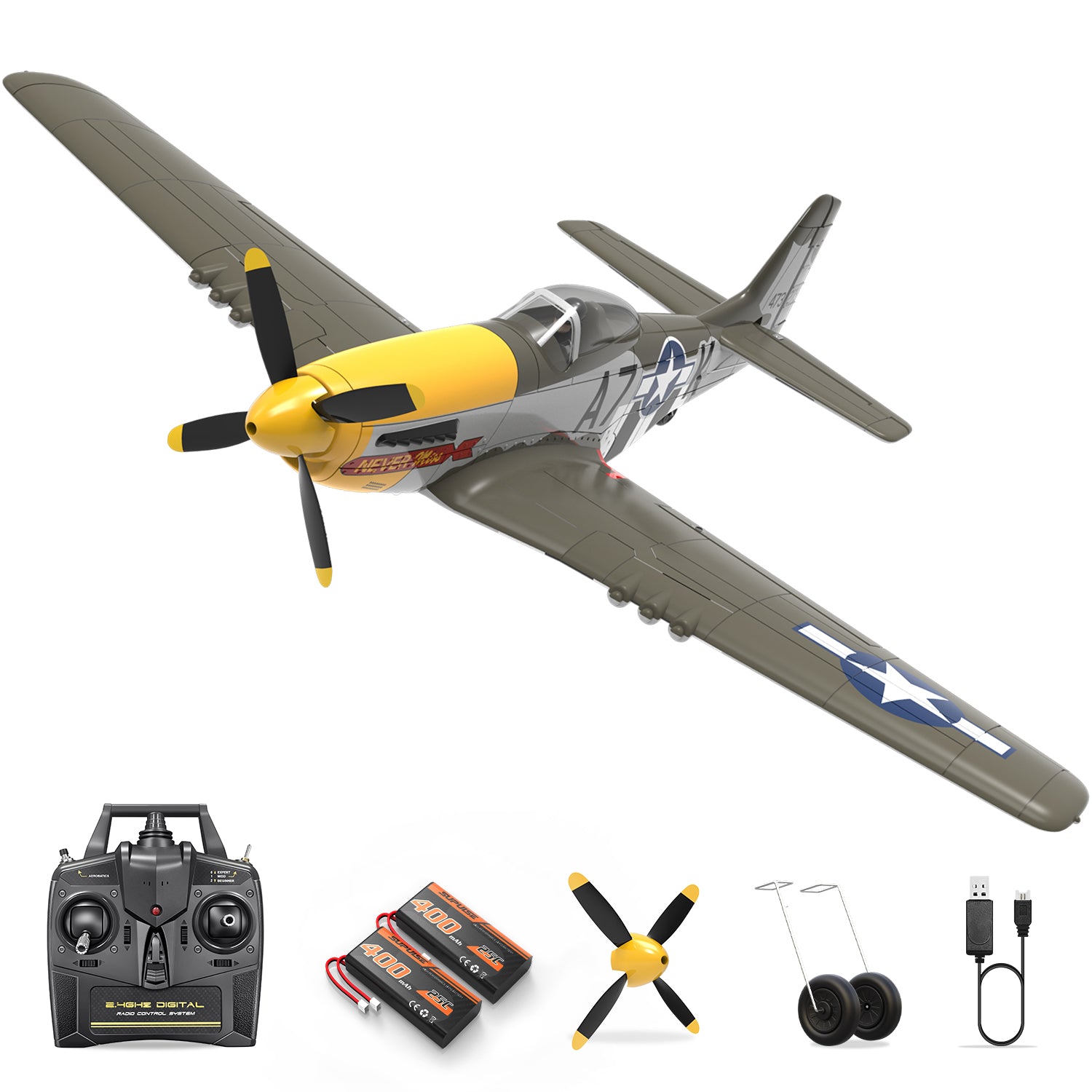 RC Plane P-51D Mustang 500mm, Channel Remote Control Warbird RTF