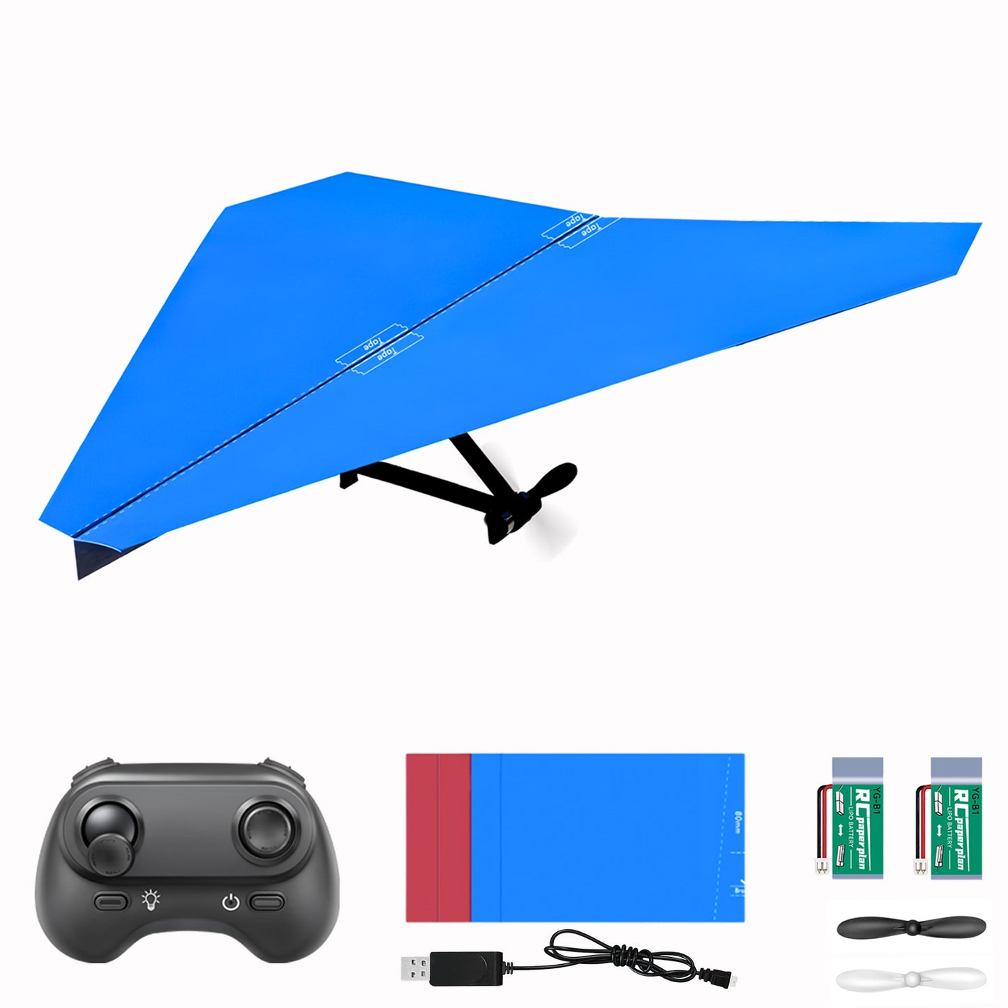 RC Paper Plane, Remote Control Airplane Kit with Colored Papers, Easy Fly Toy for Kids DIY STEM KIT (Birdy X 2.0)