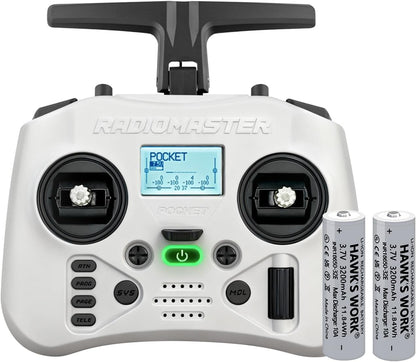 Radiomaster Pocket Hall Gimbal Transmitter, ELRS Remote Control Portable Lightweight Built in LED Light Foldable Antenna Mode 2