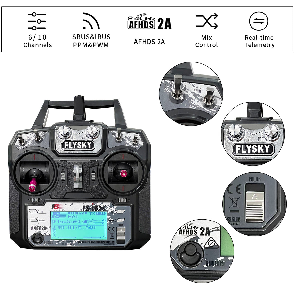 Flysky Fs FLYSKY FS-i6X 10Ch Transmitter & FS-iA6/10B Receiver Set – HAWK'S WORK