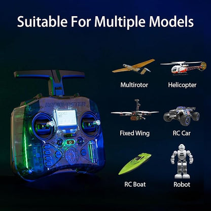 Radiomaster Pocket Hall Gimbal Transmitter, ELRS Remote Control Portable Lightweight Built in LED Light Foldable Antenna Mode 2