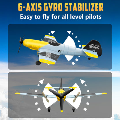 3 Channel RC Plane BF-109, Remote Control Airplane Ready to Fly, 2.4GHz 6-axis Gyro Stabilizer, Easy to Fly for Kids & Beginners