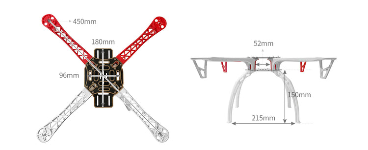 Wheel Base Frame F450 Drone Frame, 450mm Wheelbase Quadcopter Frame Kit with Landing Sk ...