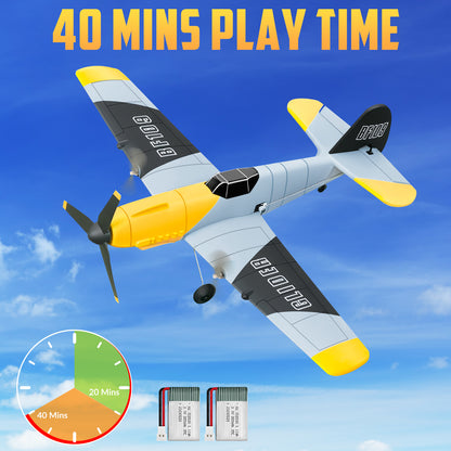 3 Channel RC Plane BF-109, Remote Control Airplane Ready to Fly, 2.4GHz 6-axis Gyro Stabilizer, Easy to Fly for Kids & Beginners