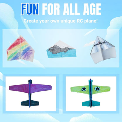 RC Paper Plane, Remote Control Airplane Kit with Colored Papers, Easy Fly Toy for Kids DIY STEM KIT (Birdy X 2.0)