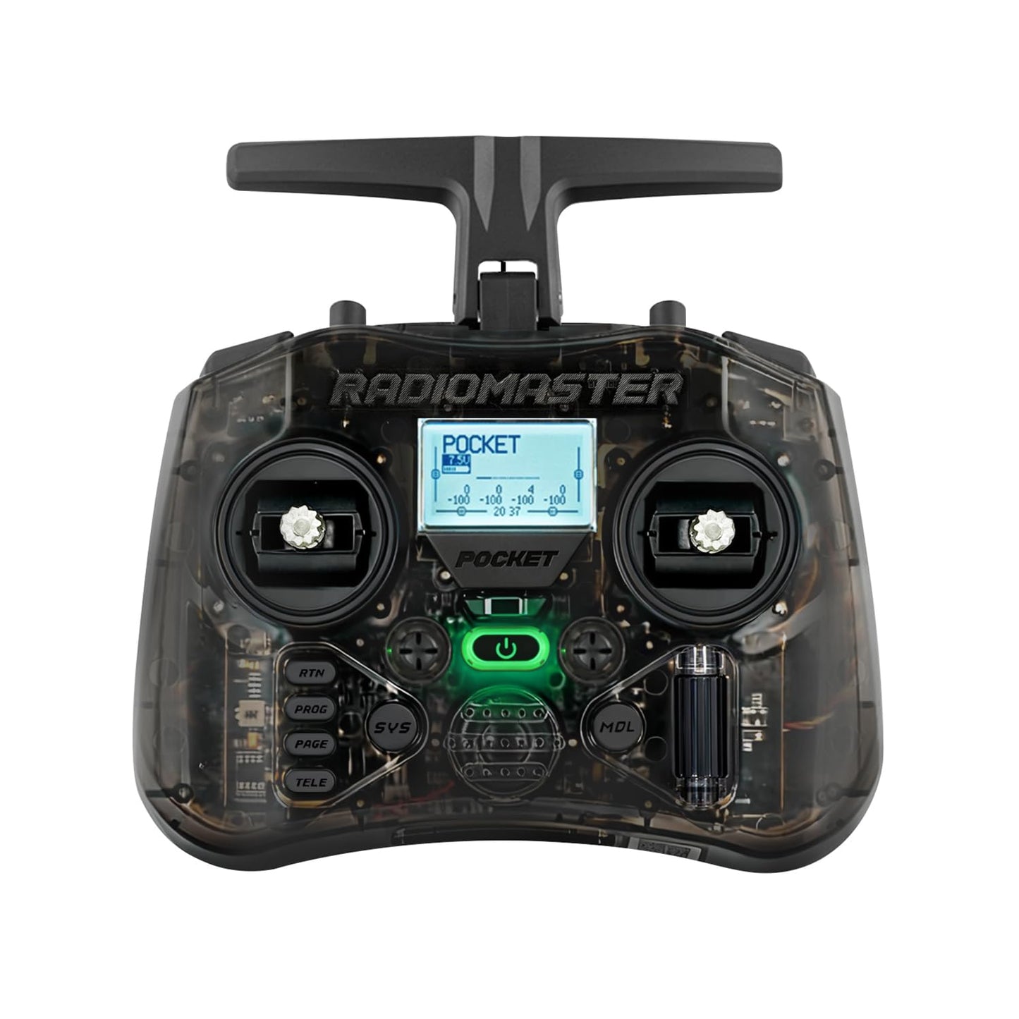 Radiomaster Pocket Hall Gimbal Transmitter, ELRS Remote Control Portable Lightweight Built in LED Light Foldable Antenna Mode 2