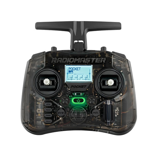 Radiomaster Pocket Hall Gimbal Transmitter, ELRS Remote Control Portable Lightweight Built in LED Light Foldable Antenna Mode 2