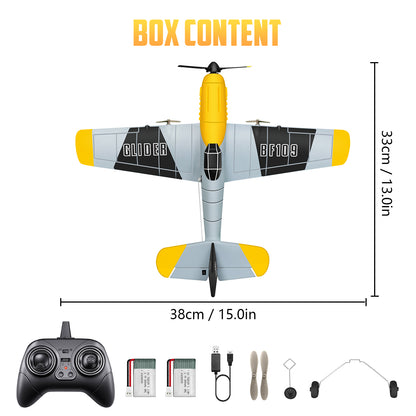 3 Channel RC Plane BF-109, Remote Control Airplane Ready to Fly, 2.4GHz 6-axis Gyro Stabilizer, Easy to Fly for Kids & Beginners