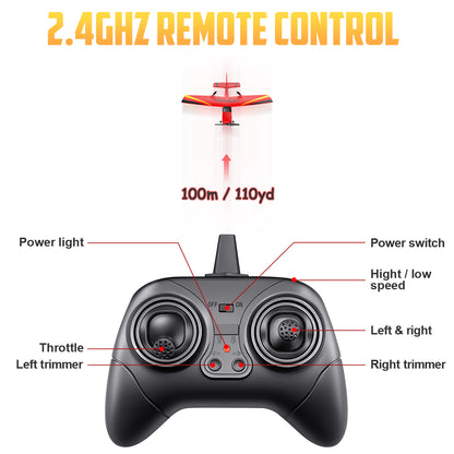 RC セスナ、2 チャンネル 2.4 GHz リモートコントロール飛行機、子供と初心者向けの簡単に飛ばせるグライダー (レッド) 