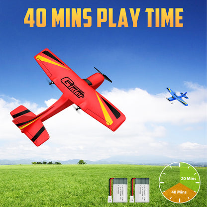 RC セスナ、2 チャンネル 2.4 GHz リモートコントロール飛行機、子供と初心者向けの簡単に飛ばせるグライダー (レッド) 