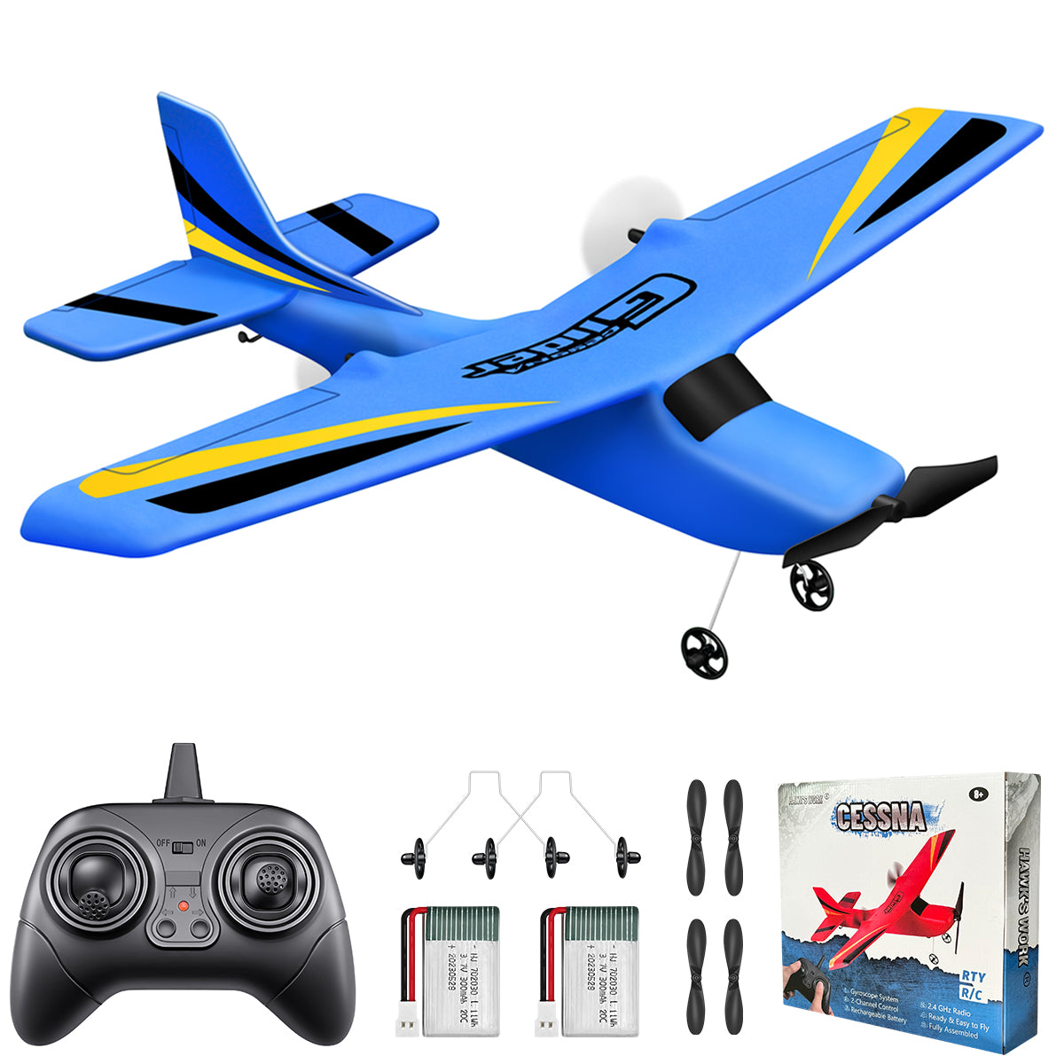 RC セスナ、2 チャンネル 2.4 GHz リモートコントロール飛行機、子供と初心者向けの簡単に飛ばせるグライダー (レッド) 