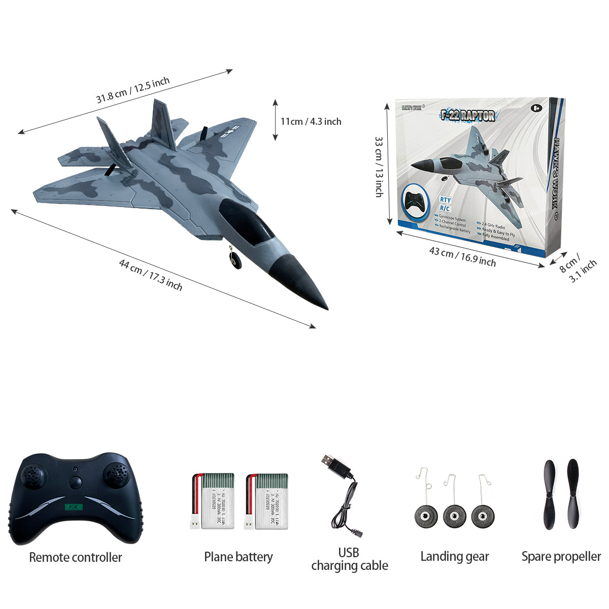 RC F22 Raptor, 2 Channel 2.4 GHz Remote Control Airplane, Easy to Fly ...