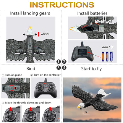 RC Eagle, ferngesteuertes 2-Kanal-2,4-GHz-Flugzeug, einfach zu fliegendes Segelflugzeug für Kinder und Anfänger 