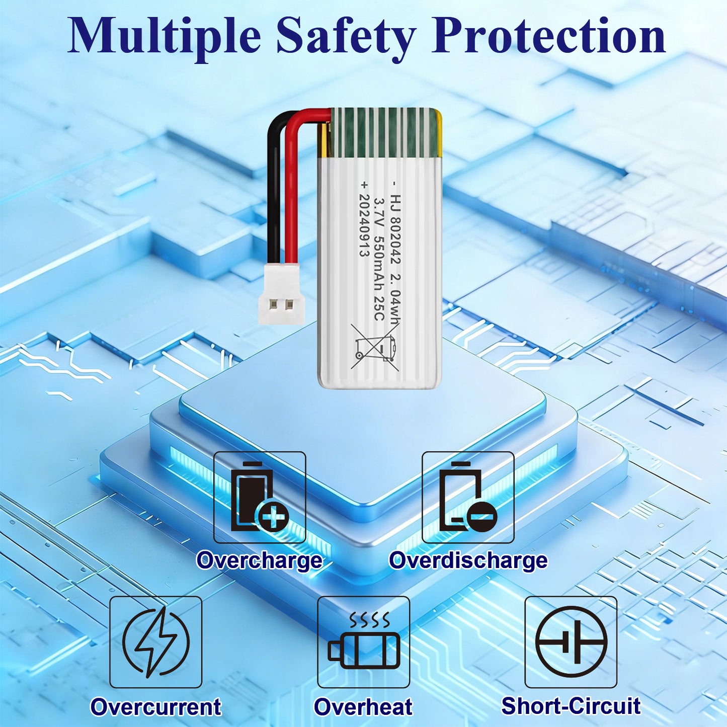 Lipo Battery 3.7V Rechargeable Lithium Polymer Battery for RC Models & Toys