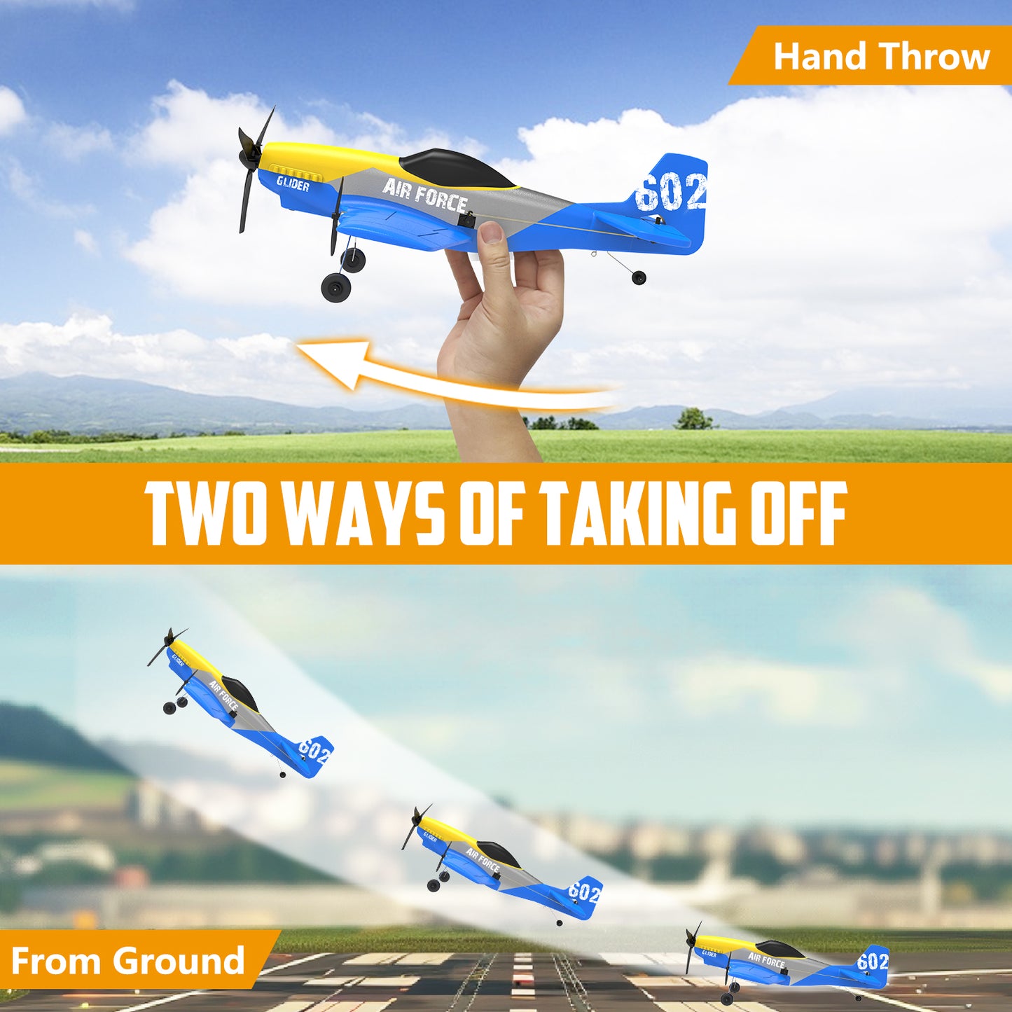 3 Channel RC Plane P-51D Mustang, Remote Control Airplane Ready to Fly, 2.4GHz 6-axis Gyro Stabilizer, Easy to Fly for Kids & Beginners