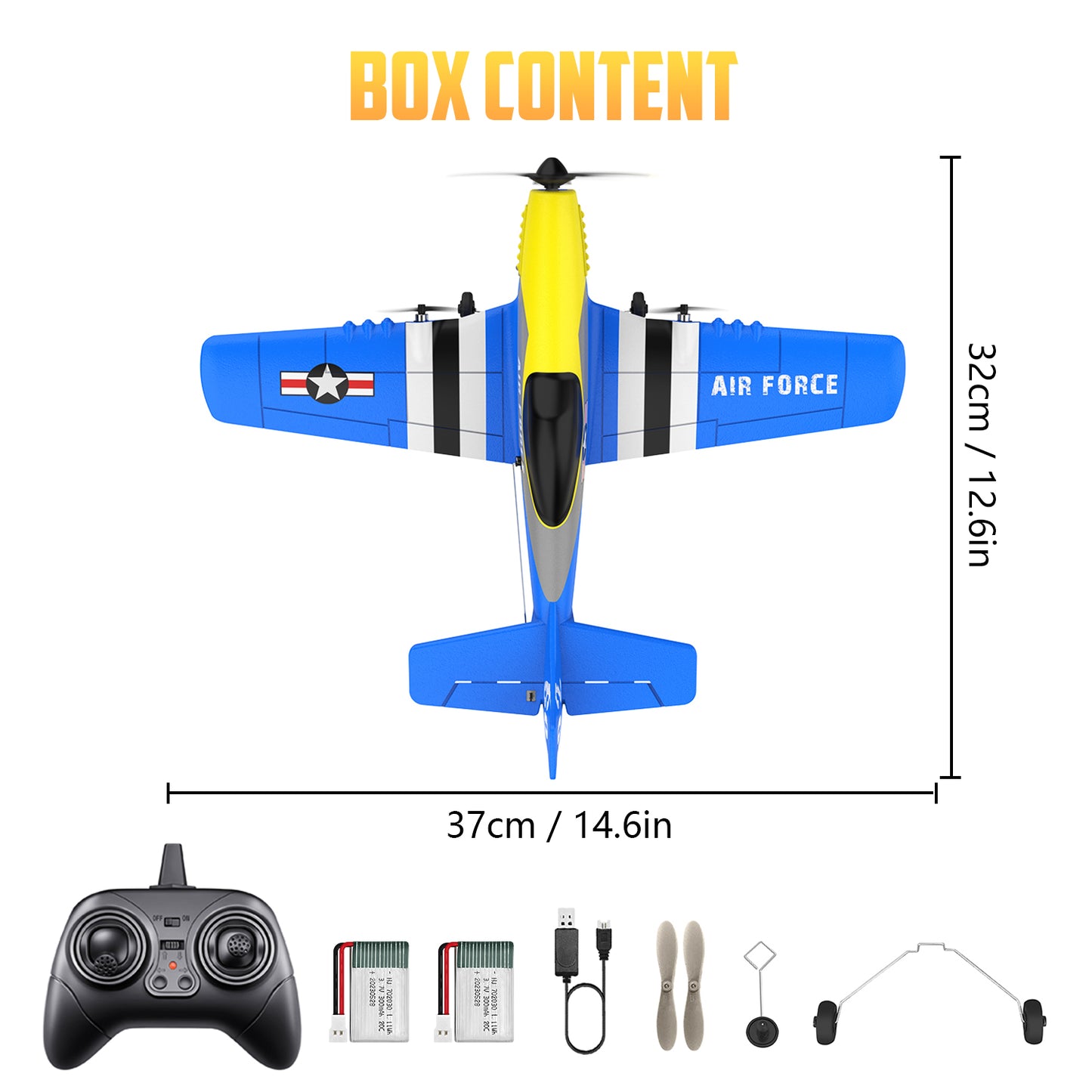 3 Channel RC Plane P-51D Mustang, Remote Control Airplane Ready to Fly, 2.4GHz 6-axis Gyro Stabilizer, Easy to Fly for Kids & Beginners