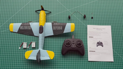 3 Channel RC Plane BF-109, Remote Control Airplane Ready to Fly, 2.4GHz 6-axis Gyro Stabilizer, Easy to Fly for Kids & Beginners