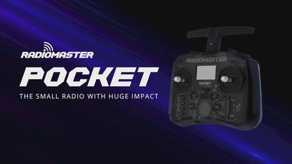 Radiomaster Pocket Hall Gimbal Transmitter, ELRS Remote Control Portable Lightweight Built in LED Light Foldable Antenna Mode 2